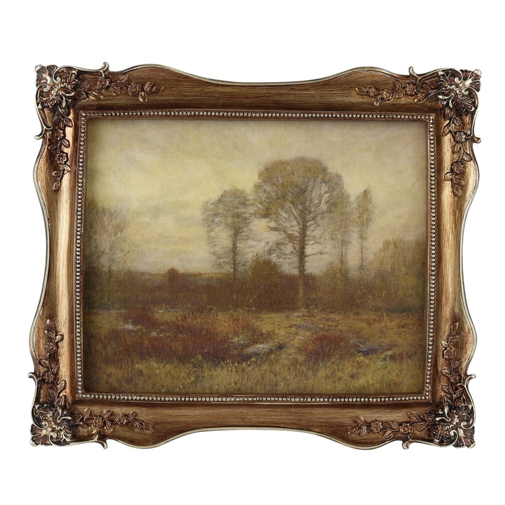 Home Decor Collection Ornate Gold Framed Fall Landscape Canvas Wall Art
